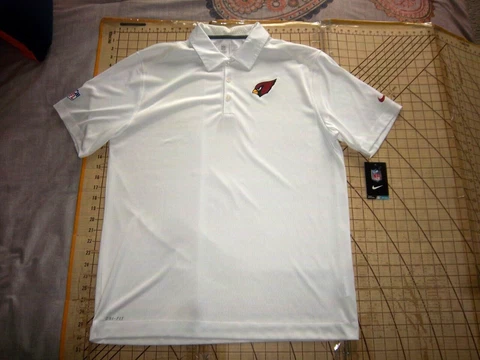 MENS LARGE WHITE NIKE/NFL ARIZONA CARDINALS POLO SHIRT - NWT Cover