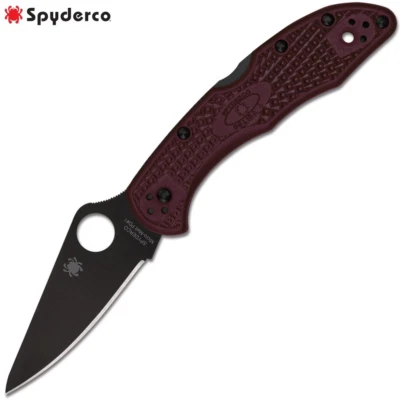 Spyderco Delica 4 SPRINT RUN Micro-Melt PD#1 Black Blade Burgundy FRN C11BGBKP - Image 1 of 3