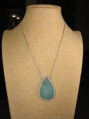 Precioso collar grande de piedra azul calcedonia tono plata firmado MM Marcia Moran Foto 1 de 4