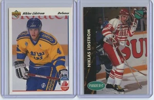 Lote de 2 tarjetas de novato 1991 Upper Deck and Pro Set Niklas Lidstrom - Imagen 1 de 2