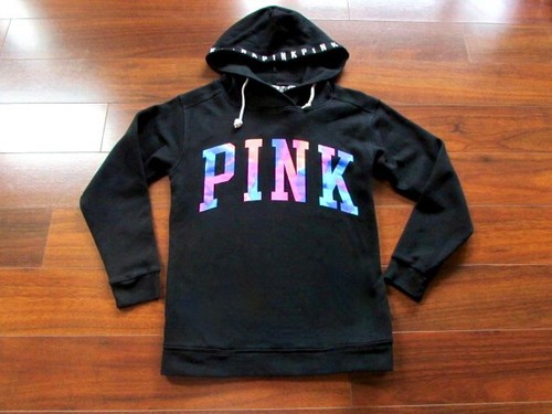 UNDERCOVER Felpa con cappuccio Victoria's Secret Pink ~ taglia XS ~ tinta unita arcobaleno con tasche! 22