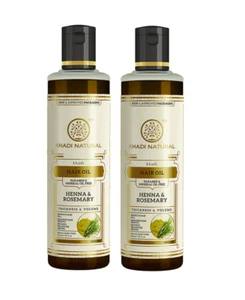 Khadi Natural Ayurvedic Rosemary & Henna Hair Oil (2 X 210ml) (SLS Paraben Free) - Picture 1 of 5