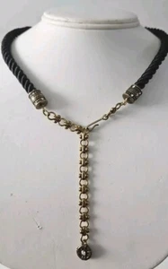 HEIDI DAUS "Elegant Essentials" Black Nylon Cord Necklace Adj 17.5-22" Unworn - Picture 1 of 8
