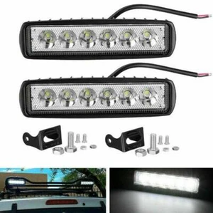 2X LED Work Lights 6 Inch 48W 12V Driving Strip Flood Beam light Bar SUV Offroad - Picture 1 of 8