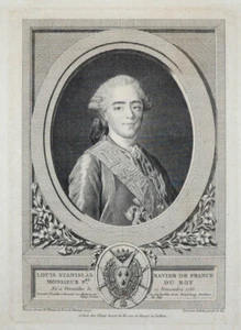 c1772 Ludwig XVIII. Frankreich Kupferstich-Porträt Cathelin Drouist - Picture 1 of 1