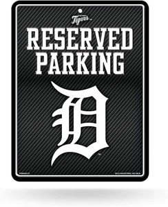 Detroit Tigers Metal Parking Novelty Wall Sign 8.5 x 11 Inch Carbon Fiber Design - Picture 1 of 1