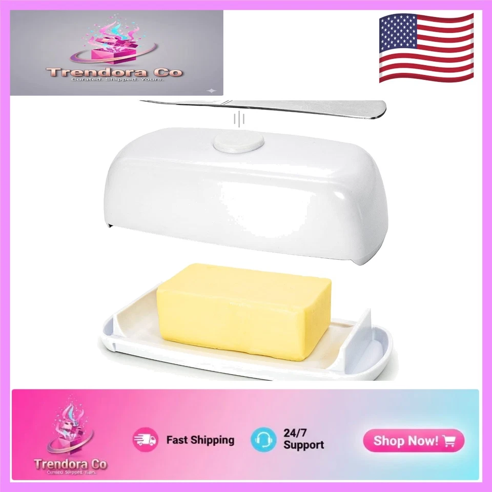 Тарелка с белым маслом Timeless с магнитной крышкой и легким черпаком - подходит для посудомоечной машины - Изображение 1 из 4