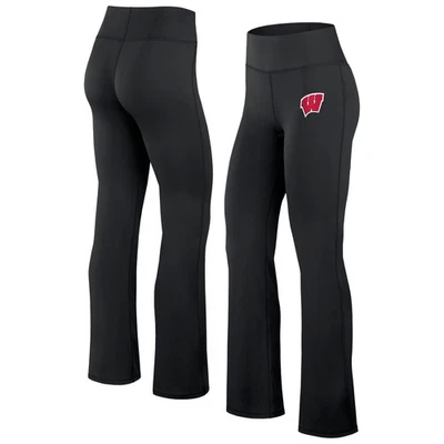 Leggings femininas fanatics pretas Wisconsin Badgers Training Camp Maxed Out Flare - Imagem 1 de 3