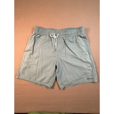 RVCA Mens Board Shorts Green Elastic Waist Drawstring Back Pocket Medium - Image 1 of 4