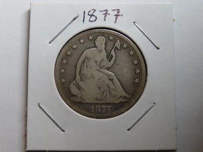 1877 Seated Liberty Half 50c - Philadelphia - 90% Silver US Coin - Image 1 of 4