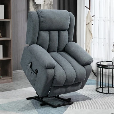 Lift Chair with Massage for Elderly Big and Tall, Linen Recliner Sofa, Grey - Image 1 of 4