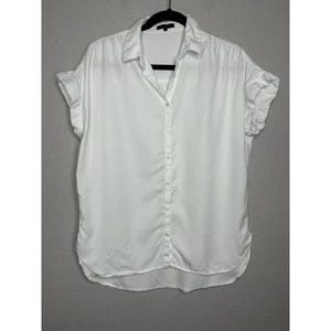 Quince Vintage Wash Tencel Camp Shirt White Button Short Sleeve Small Minimalist - Picture 1 of 9