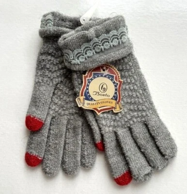 Touch Screen Texting Extra Warm Textured Winter Gloves with Elastic Laced Cuffs - Image 1 of 4
