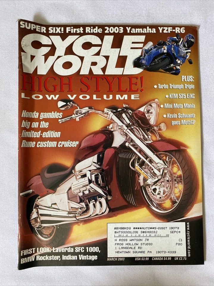 2003 March Cycle World Magazine Don Canet Year Of The 600 (CP395) - Image 1 of 3