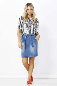Betty Basics Archer Stretch Denim Skirt in Dark Indigo - Picture 1 of 5