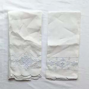 Menge 2 Vintage Leinen Tischset Servietten Cutwork Stickerei 22,5" x 14,5" - Bild 1 von 10