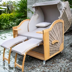 Strandkorb XXL Jumbo Sonic Grau Uni || 2,5-Sitzer aus FSC-zertifiz. Teakholz - Bild 1 von 4