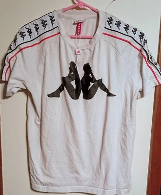 Vintage KAPPA Big Logo Crazy Shoulder Symbol Spell Out T-Shirt Sz-M 🔥 - Image 1 of 3