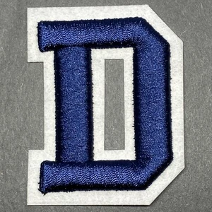 2" x 2 1/2" Shiny Navy Blue White Felt 3D Raised Letter D Patch - Picture 1 of 2