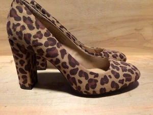 Womens Merona Meg  Leopard Print Pumps Chunky Heel Rounded Toe Size 6.5 - Picture 1 of 3
