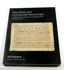 SOTHEBY'S AUTION CATALOG MUSIC & MANUSCRIPTS-CHAIM WEIZMANN LETTERS - Picture 1 of 3