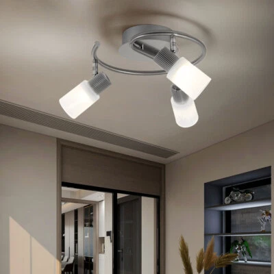 Plafoniera Spot Rotondo Lampada Regolabile LED Alabatro Vetro Cromato D 25 CM - Immagine 1 di 4