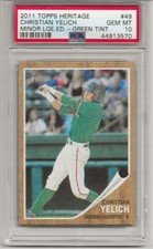 2011 Topps Heritage Minor League Christian Yelich, PSA 10 GM MT, GREEN TINT RARE