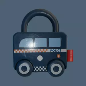 Juguete de coche con cerradura azul número uno de policía habilidad motora fina niños juguete de aprendizaje B23 - Imagen 1 de 4