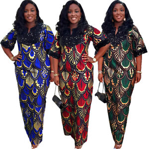 Sequin Kaftan African Evening Women Print Long Dress Dashiki Caftan Dubai Abaya