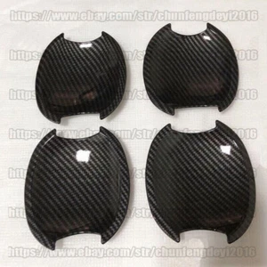 For Honda Civic 06-11 Carbon Fiber Door Handle Bowl Insert Cover Chrome Trim 4x - Picture 1 of 4