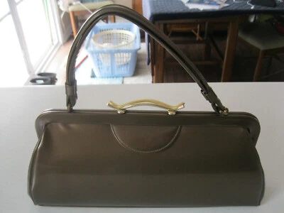 Bolso de mano vintage de charol bronce/marrón para dama años 50-60 cierre dorado Foto 1 de 4