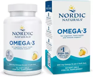 Nordic Naturals Omega-3 Formula Softgels, Lemon, 60 Ct - Picture 1 of 12