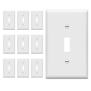 1-Gang Toggle Light Switch Cover Plate, Polycarbonate Thermoplastic, 10 Pack, Wh - Picture 1 of 12