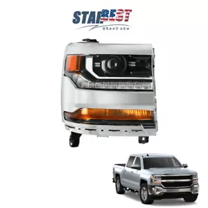 Faro HID/Xenón con LED Lado Derecho Cromo para Chevy Silverado 1500 2016-2018 - Imagen 1 de 8