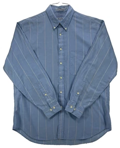 John Henry Men's Size L Blue Striped Long Sleeve Button Up Polyester Blend Shirt - Picture 1 of 8