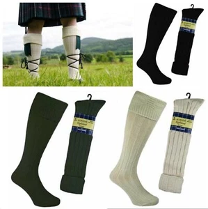  Schottische Highlandbekleidung für Herren 65 % wollreiche lange Schlauch Kilt Socken (Menge) UK 6-11 - Bild 1 von 4