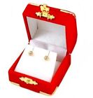 6 Red Velvet & Brass Accent Earring Jewelry Display Presentation Gift Boxes 