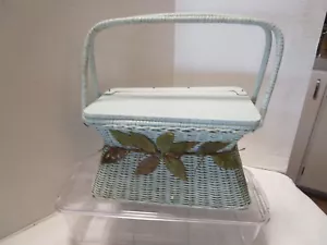 Vintage Wicker & wood Basket Purse Standing Handbag Aster Hong Kong 11”T 1950s - Picture 1 of 11