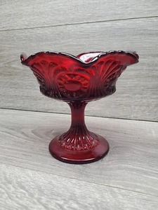 Fenton Red Compote Comport Scroll and Eye - Picture 1 of 7