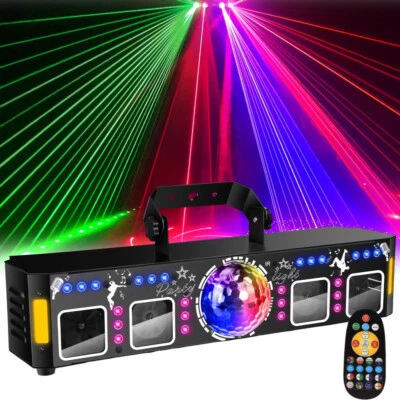 RGB Discolicht Partylicht Laser mit Fernbedienung,Musik DJ UV Strobe Projektor  - Bild 1 von 4