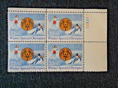 US Stamps 1985 22c #2142 Winter Special Olympics Plate Block - Image 1 of 2