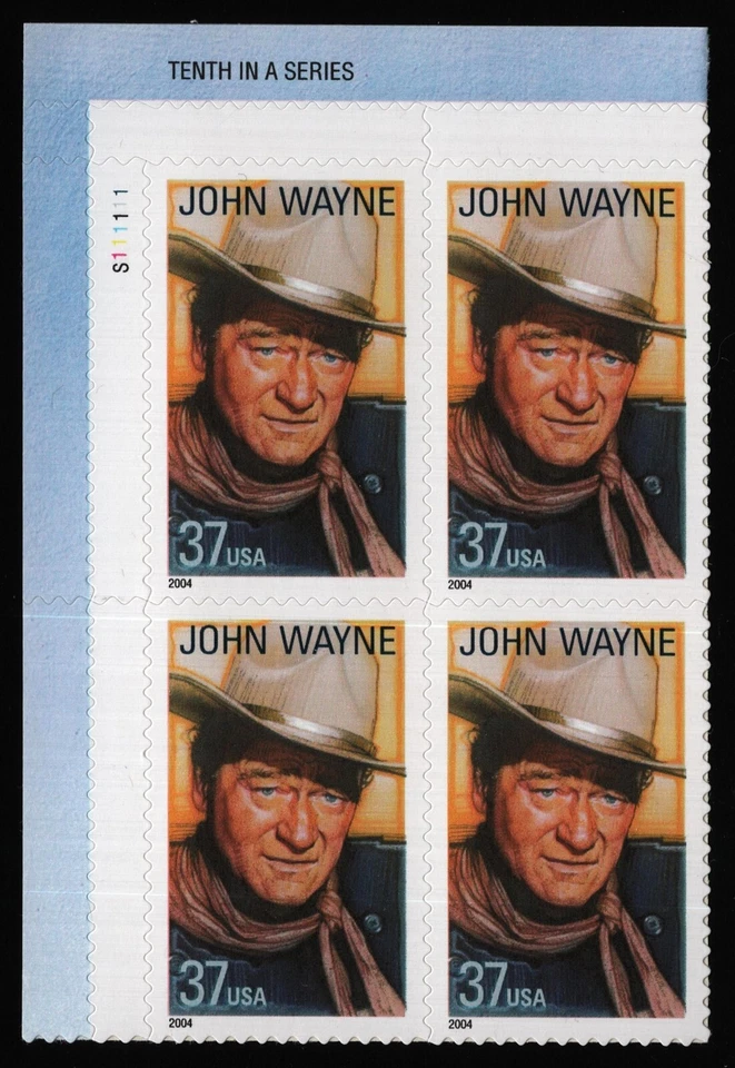 #3876 37c John Wayne, Plate Block [S1111111 UL] Mint **ANY 5=FREE SHIPPING** - Image 1 of 1