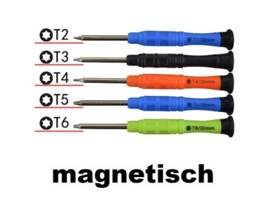 5x Torx Schraubendreher T2 T3 T4 T5 T6 magnetisch Stern Bit Handy Reparatur Set - Bild 1 von 2