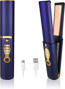 Piastra per capelli senza fili 5000 mAh lunga portata titanio portatile filo ferro piatto - Foto 1 di 7