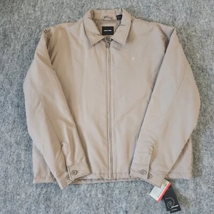 Vintage Pierre Cardin Mens Full Zip Harrington Windbreaker Jacket Tan XXL New - Picture 1 of 7