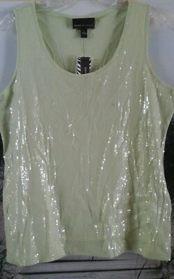 NUEVO Top sin mangas de lentejuelas verde lima Dana Buchman para dama Foto 1 de 3