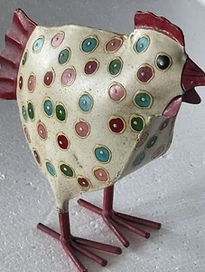 Rustic Metal Hen Chicken Statue Home Garden Multicolor Decoration - Picture 1 of 11