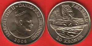 Denmark 20 kroner 2009 km#936 "Ship Faerobad" UNC - Picture 1 of 1