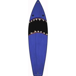 Letrero de tabla de surf de metal tiburón azul placa de 17"x4,5" decoración de pared para puerta de hogar garaje - Imagen 1 de 1