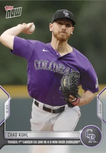 2022 TOPPS NOW CARD COLORADO ROCKIES CHAD KUHL #421 1st CAREER CG SHUTOUT WIN - Picture 1 of 1